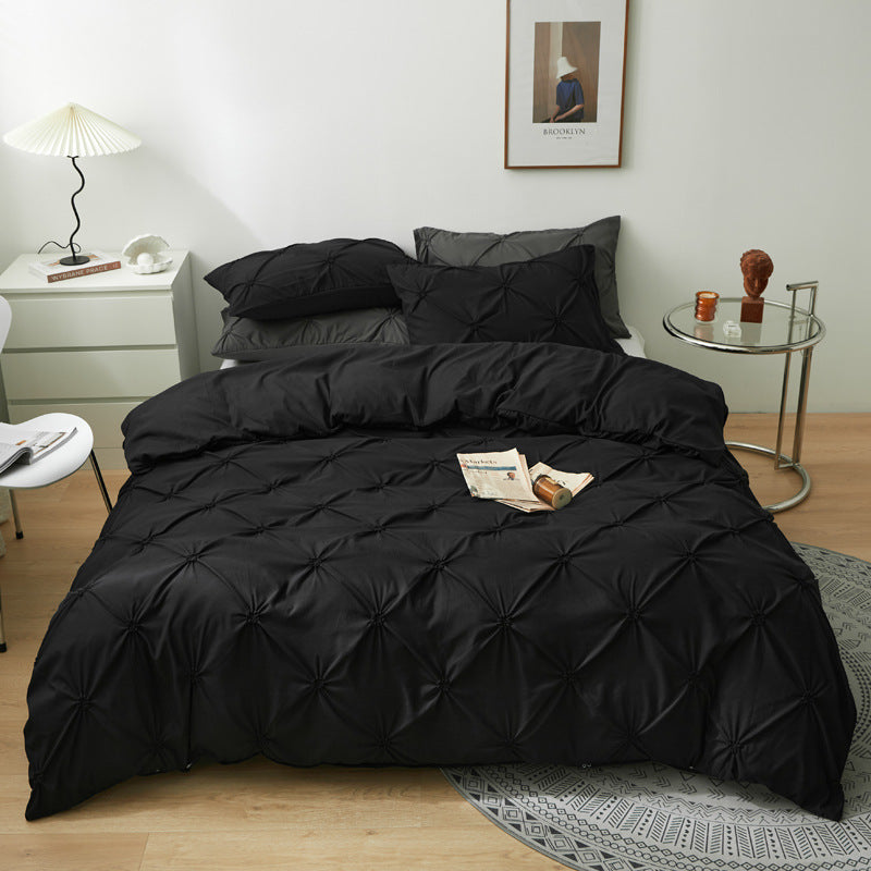 Washed Cotton Solid Color Twisted Pattern Bedding Set - 3 Pieces - Calm Cloud Bedding